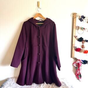 Torrid Hooded Fit & Flare Coat - Burgundy - Sz 3xl